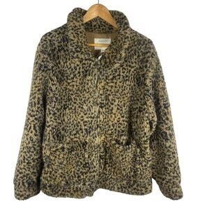 Ashley by 26 International Leopard Print Cozy Full Zip Lined Full‎ Zip Size XL